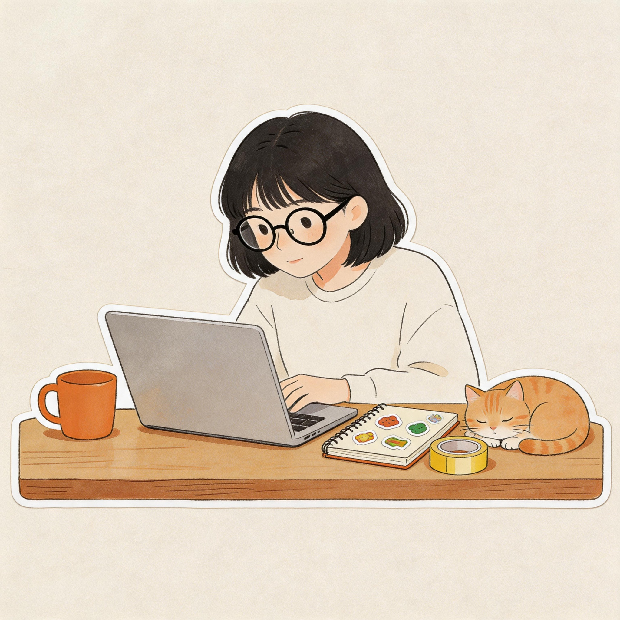 飞流：和橘猫一起在木桌前写代码